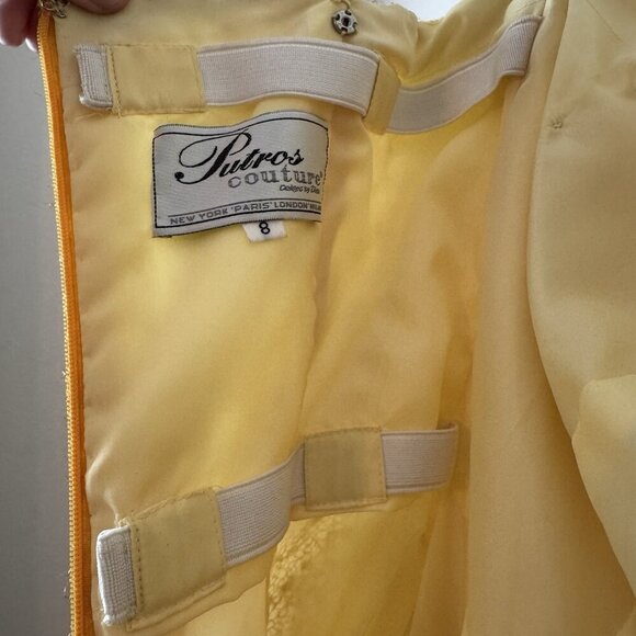 Vintage Rare 90s Exclusive Putros Couture Ball Gown 8 Gold Yellow Sequins Tulle - Picture 4 of 12